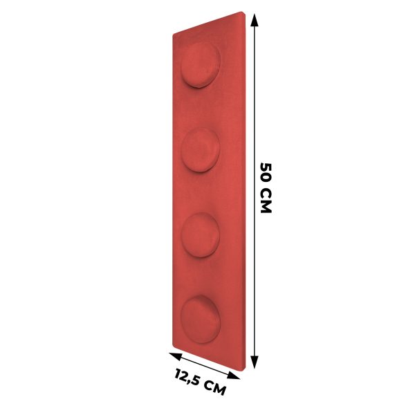 Kárpitozott panel gyerekszobába - 12,5 cm x 50 cm_piros