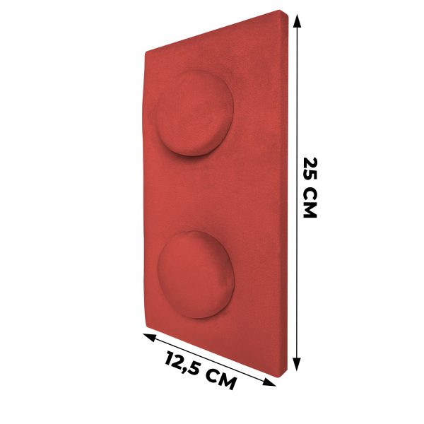 Kárpitozott panel gyerekszobába - 12,5 cm x 25 cm_piros