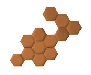 3D bársony fali panel — hexagon – több méretben – 2286 Égetett narancs