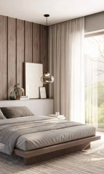 Japandi stílusú DECO Premium falburkolat világos enteriőrben